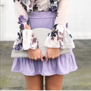 NWT J Crew Lilac Ruffle Skirt